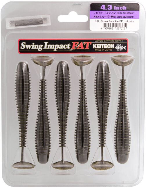 Виброхвост KEITECH Swing Impact FAT 4.3" #101 Green Pumpkin PP 11см 11гр 5шт/уп