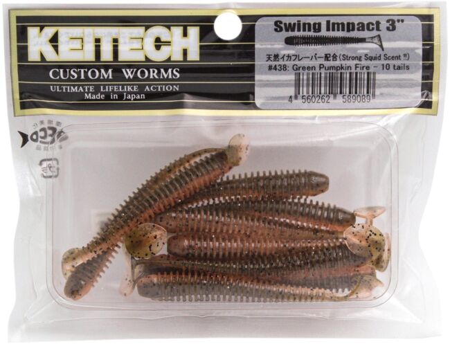 Виброхвост KEITECH Swing Impact 3" #438 Green Pumpkin Fire 7.5см 2.2гр 10шт/уп Виброхвост KEITECH Swing Impact 3" #438 Green Pumpkin Fire 7.5см 2.2гр 10шт/уп