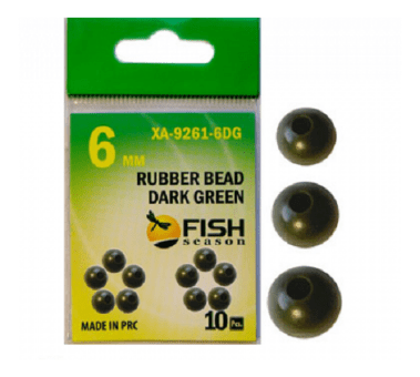 Бусина резиновая FISH SEASON Rubber Bead Dark Green Ø6мм тёмно-болотная 10шт/уп XA-9261-DG6 Бусина резиновая FISH SEASON Rubber Bead Dark Green Ø6мм тёмно-болотная 10шт/уп XA-9261-DG6