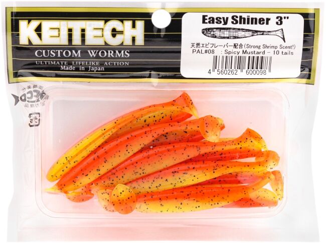 Виброхвост KEITECH Easy Shiner 3" PAL#08 Spicy Mustard 7.5см 2гр 10шт/уп