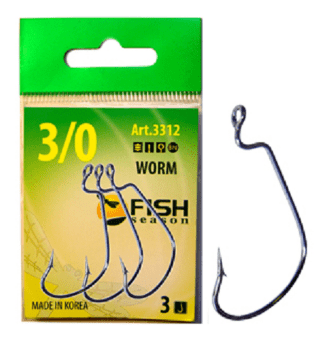 Крючок офсетный FISH SEASON Worm №3/0 бол колечко черный 3шт/уп 3312-0033F Крючок офсетный FISH SEASON Worm №3/0 бол колечко черный 3шт/уп 3312-0033F