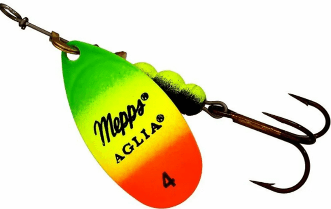 Блесна вращающаяся MEPPS Aglia Fluo Tiger №4 9гр