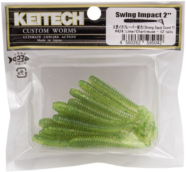 Виброхвост KEITECH Swing Impact 2" #424 Lime Chartreuse 5см 0.9гр 12шт/уп