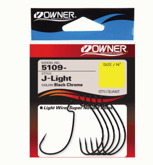 Крючок офсетный OWNER 5109-04 J-Light черный кован 6шт/уп