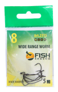 Крючок офсетный FISH SEASON Wide Range Worm №8 черный 5шт/уп 2315-08F Крючок офсетный FISH SEASON Wide Range Worm №8 черный 5шт/уп 2315-08F