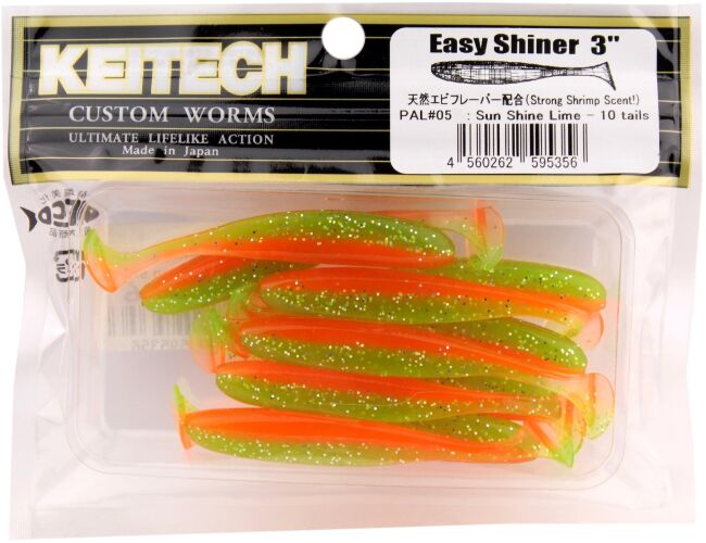 Виброхвост KEITECH Easy Shiner 3" PAL#05 Sun Shine Lime 7.5см 2гр 10шт/уп