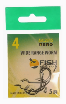Крючок офсетный FISH SEASON Wide Range Worm №4 черный 5шт/уп 2315-04F Крючок офсетный FISH SEASON Wide Range Worm №4 черный 5шт/уп 2315-04F