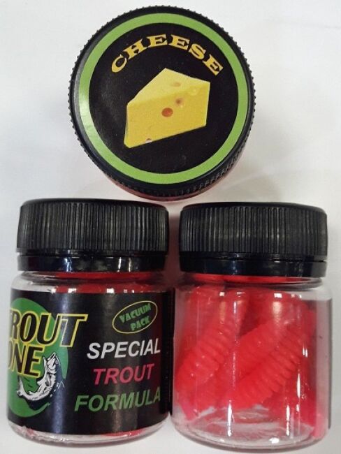 Силиконовая приманка TROUT ZONE Ribber Pupa 1.8" малиновый сыр 10шт/уп