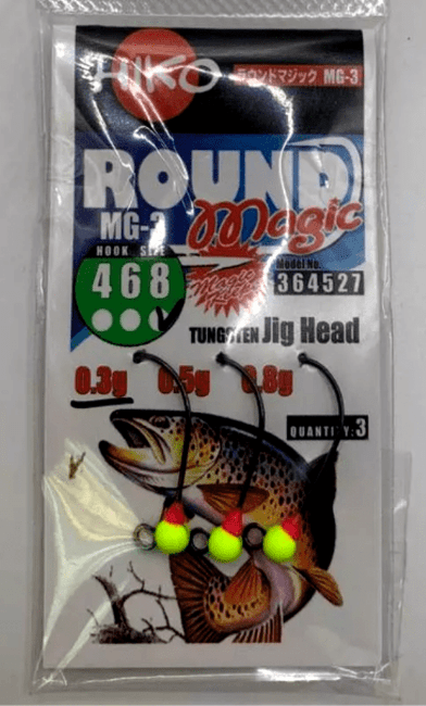 Джиг-головка вольфрам HIKO Round Magic крючок: MG-3 №8, 0.30гр, #Шартрез 3шт/уп