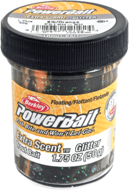 Паста форелевая Berkley Powerbait Extra Scent Glitter Trout Bait (50г) Black Orange 1004930