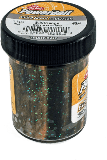 Паста форелевая Berkley Powerbait Extra Scent Glitter Trout Bait (50г) Black Orange 1004930