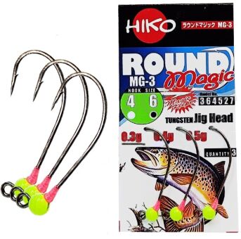 Джиг-головка вольфрам HIKO Round Magic крючок: MG-3 №6, 0.30гр, #Зеленый 3шт/уп Джиг-головка вольфрам HIKO Round Magic крючок: MG-3 №6, 0.30гр, #Зеленый 3шт/уп