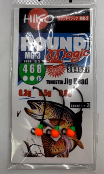 Джиг-головка вольфрам HIKO Round Magic крючок: MG-3 №8, 0.30гр, #Оранжевый 3шт/уп