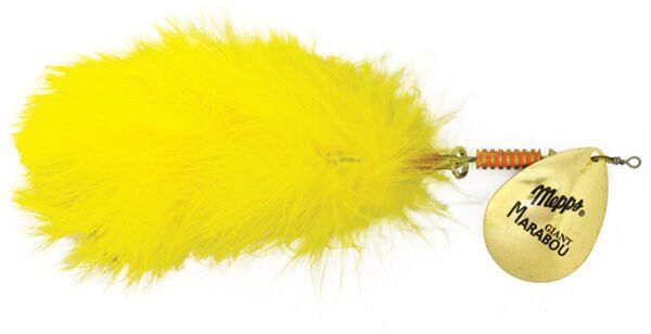 Блесна вращающаяся MEPPS Giant Marabou OR/CH (золото/chartreuse)