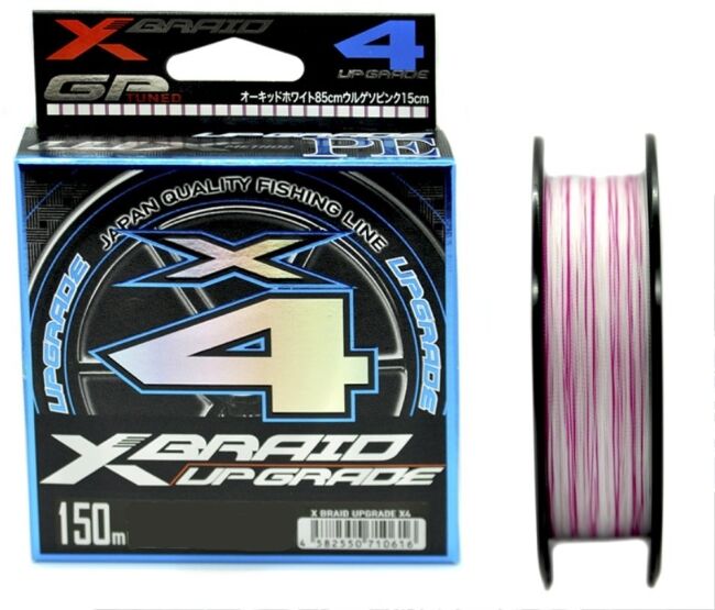 Плетёный шнур YGK X-Braid Upgrade X4 150м #0.8/0.148мм 14lb/8.2кг бело-розовый Плетёный шнур YGK X-Braid Upgrade X4 150м #0.8/0.148мм 14lb/8.2кг бело-розовый