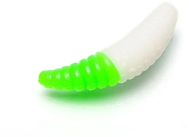 TFT Приманка силиконовая 38 мм. KUKA Цвет: K-23 Белый-Салатовый, Аромат: Сыр, 10шт. TFT Приманка силиконовая 38 мм. KUKA Цвет: K-23 Белый-Салатовый, Аромат: Сыр, 10шт.