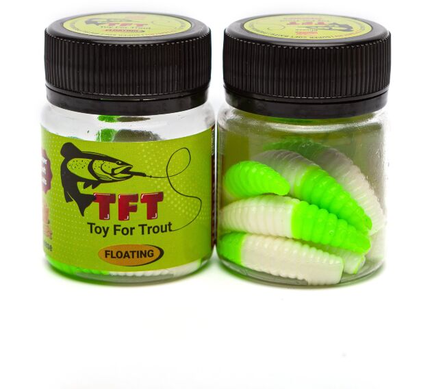 TFT Приманка силиконовая 38 мм. KUKA Цвет: K-23 Белый-Салатовый, Аромат: Сыр, 10шт. TFT Приманка силиконовая 38 мм. KUKA Цвет: K-23 Белый-Салатовый, Аромат: Сыр, 10шт.