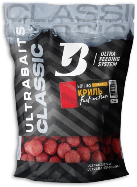 Бойлы прикормочные ULTRABAITS Криль 14мм, 1кг
