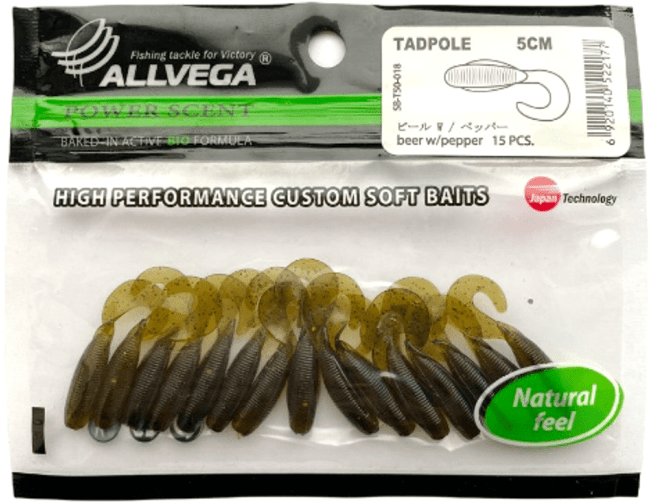 Твистер ALLVEGA Tadpole 5см 0.56гр 15шт/уп #018 beer w/pepper Твистер ALLVEGA Tadpole 5см 0.56гр 15шт/уп #018 beer w/pepper