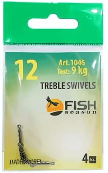 Вертлюжок тройной скоростной FISH SEASON Treble Swivels цилиндр. №12 9кг 4шт/уп 1046-12F Вертлюжок тройной скоростной FISH SEASON Treble Swivels цилиндр. №12 9кг 4шт/уп 1046-12F