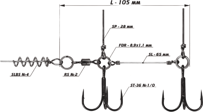 Оснастка стингер со спиралью VIDO CRAFT Spring Lock Big Size размер:L Оснастка стингер со спиралью VIDO CRAFT Spring Lock Big Size размер:L