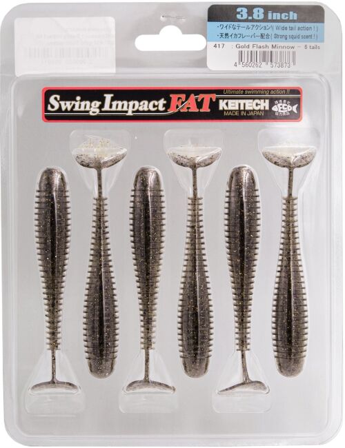 Виброхвост KEITECH Swing Impact FAT 3.8" #417 Gold Flash Minnow 9.7см 8.5гр 6шт/уп