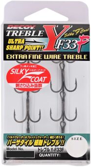 Крючок тройной DECOY Y-F33F Treble #3 тёмно-серый никель 6шт/уп Крючок тройной DECOY Y-F33F Treble #3 тёмно-серый никель 6шт/уп