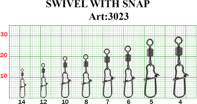 Вертлюжок с застежкой FISH SEASON Swivel With Snap №6 18кг 8шт/уп 3023-08F09