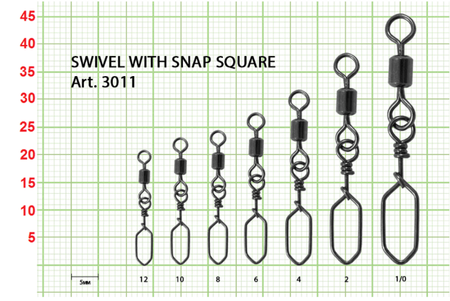 Вертлюжок с застежкой FISH SEASON Square №8 10кг 10шт/уп 3011-08F