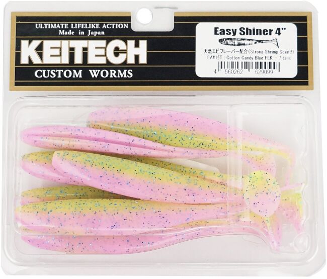 Виброхвост KEITECH Easy Shiner 4" EA#16T Cotton Candy Blue FLK 10см 5.3гр 7шт/уп