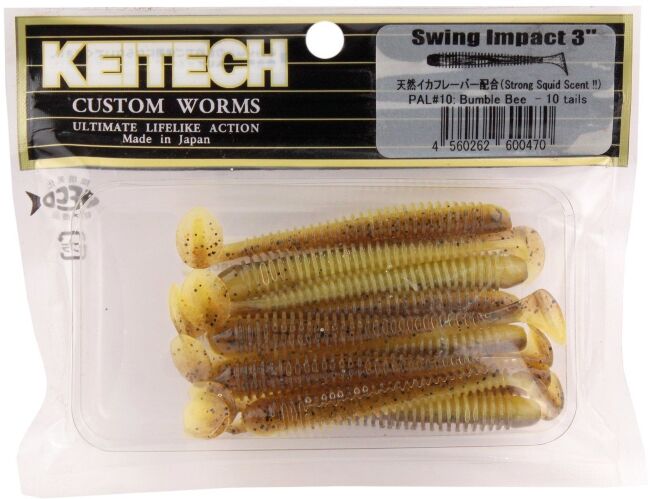 Виброхвост KEITECH Swing Impact 3" PAL#10 Bumble Bee 7.5см 2.2гр 10шт/уп Виброхвост KEITECH Swing Impact 3" PAL#10 Bumble Bee 7.5см 2.2гр 10шт/уп