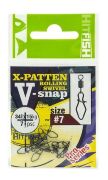 Вертлюг с застёжкой HITFISH X-Patten Rolling Swivel V-Snap №7 15кг 7шт/уп