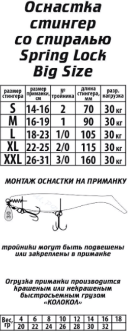 Оснастка стингер со спиралью VIDO CRAFT Spring Lock Big Size размер:XL