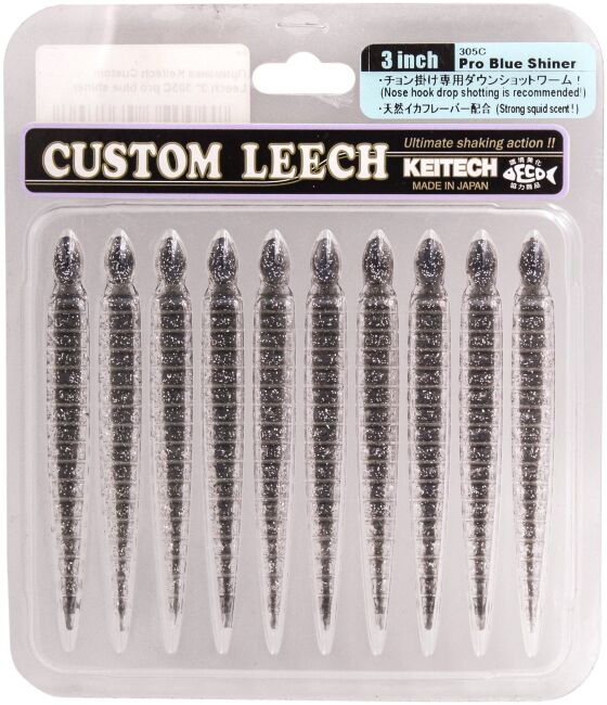 Силиконовая приманка KEITECH Custom Leech 3" #305C Pro Blue Shiner 7.5см 1.3гр 10шт/уп