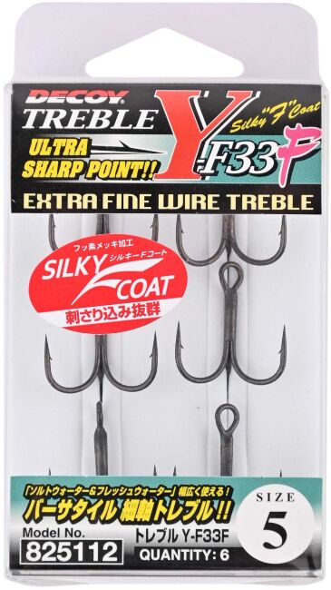 Крючок тройной DECOY Y-F33F Treble #5 тёмно-серый никель 6шт/уп (407660)