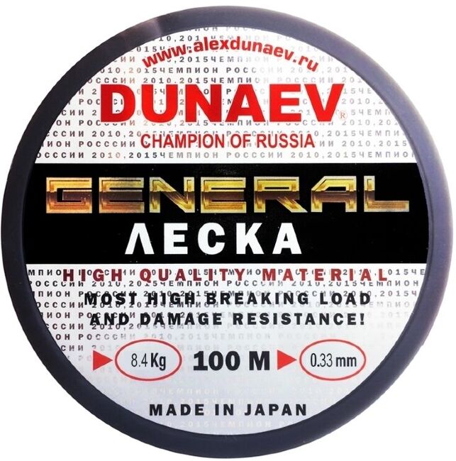 Леска монофил DUNAEV General 100м 0.33мм 8.40кг прозрачная Леска монофил DUNAEV General 100м 0.33мм 8.40кг прозрачная