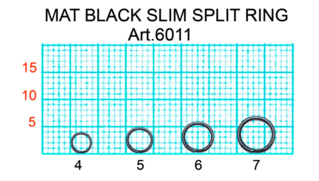Кольцо заводное FISH SEASON Mat Black Slim Split Ring тёмное матовое ф5мм 7кг 18шт/уп 6011-05F