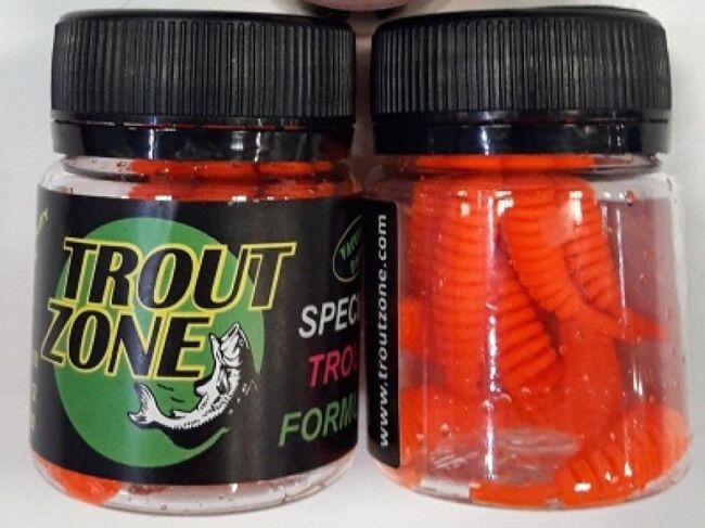 Силиконовая приманка TROUT ZONE Ribber Pupa 1.8" оранжевый икра 10шт/уп