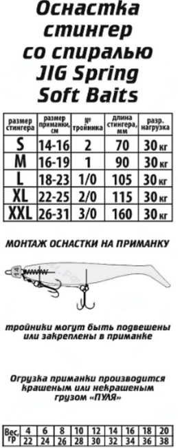Оснастка стингер со спиралью VIDO CRAFT Jig Spring Soft Baits размер:S Оснастка стингер со спиралью VIDO CRAFT Jig Spring Soft Baits размер:S