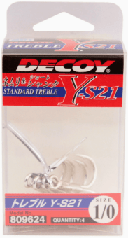 Крючок тройной DECOY Y-S21 #1/0 (4шт/уп) Крючок тройной DECOY Y-S21 #1/0 (4шт/уп)