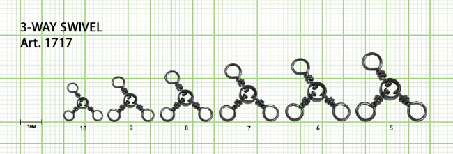 Вертлюжок на три направления с кольцом FISH SEASON 3-way swivel №8 13кг 7шт/уп 1717-08F