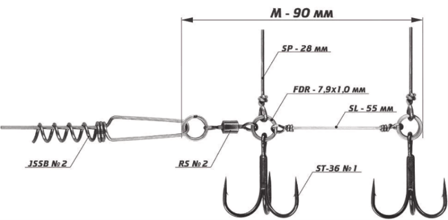 Оснастка стингер со спиралью VIDO CRAFT Jig Spring Soft Baits размер:M Оснастка стингер со спиралью VIDO CRAFT Jig Spring Soft Baits размер:M