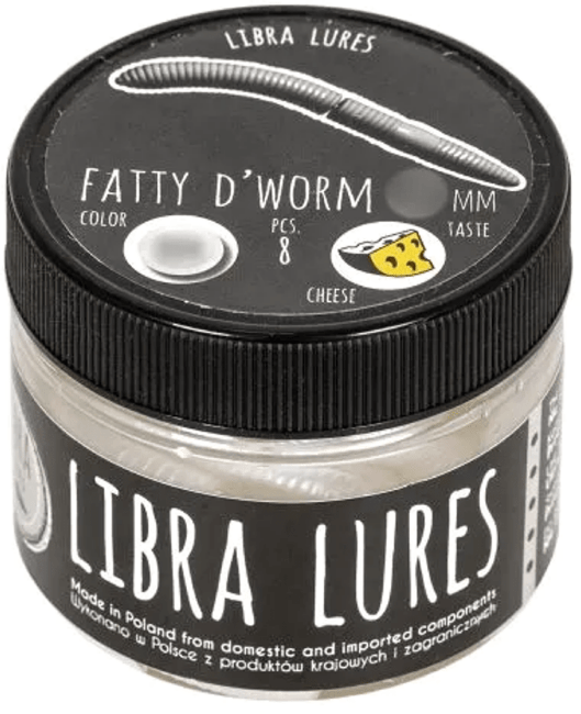 Приманка LIBRA LURES Fatty D'Worm 75 # 040 Black 75мм Сыр 8шт/уп