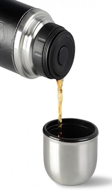 Термос АРКТИКА 108-1000 с узким горлом с кожаной вставкой 1.0л чёрный