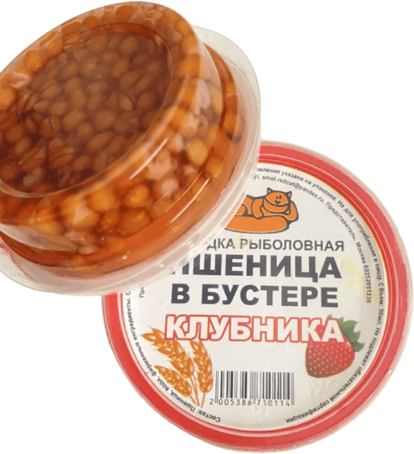 Насадка рыболовная РЫЖИЙ КОТ Пшеница в бустере Клубника 30мл Насадка рыболовная РЫЖИЙ КОТ Пшеница в бустере Клубника 30мл