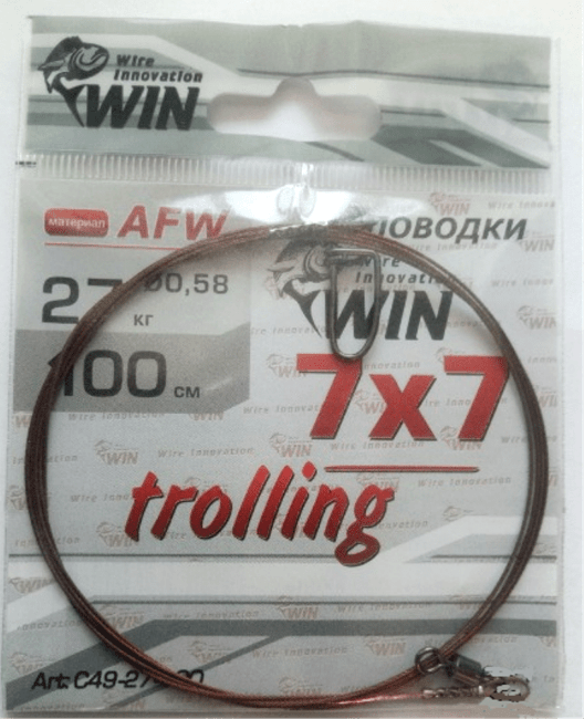 Поводок WIN Trollihg 7х7 (AFW) 27кг 100см 1шт/уп С49-27-100 Поводок WIN Trollihg 7х7 (AFW) 27кг 100см 1шт/уп С49-27-100
