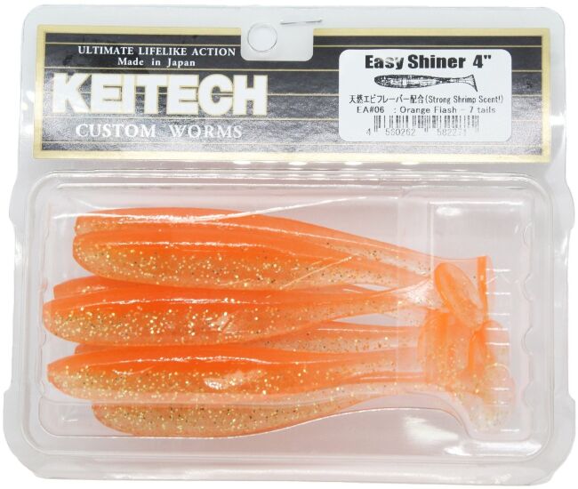 Виброхвост KEITECH Easy Shiner 4" EA#06 Orange Flash 10см 5.3гр 7шт/уп