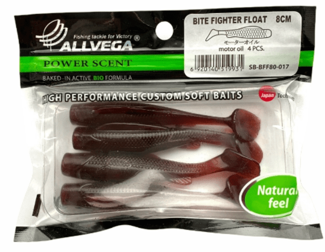Виброхвост ALLVEGA Bite Fighter Float 8см 4.9гр 4шт/уп #017 motor oil