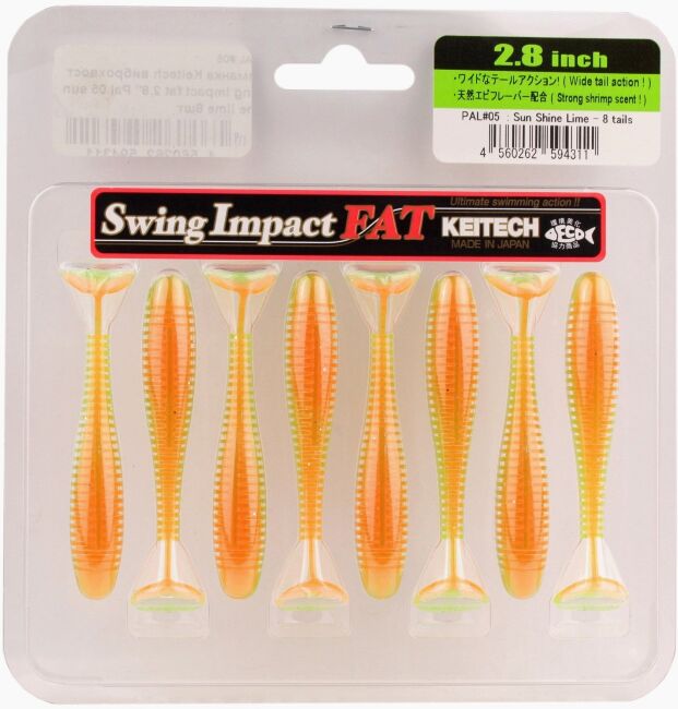 Виброхвост KEITECH Swing Impact FAT 2.8" PAL#05 Sun Shine Lime 7см 3.5гр 8шт/уп Виброхвост KEITECH Swing Impact FAT 2.8" PAL#05 Sun Shine Lime 7см 3.5гр 8шт/уп