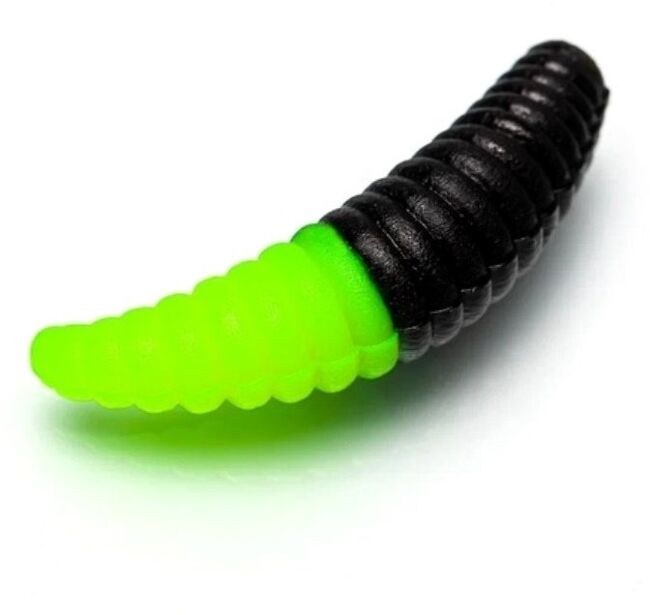 TFT Приманка силиконовая 38 мм. KUKA Цвет: K-30 Чёрный-Шартрез, Аромат: Сыр, 10шт.